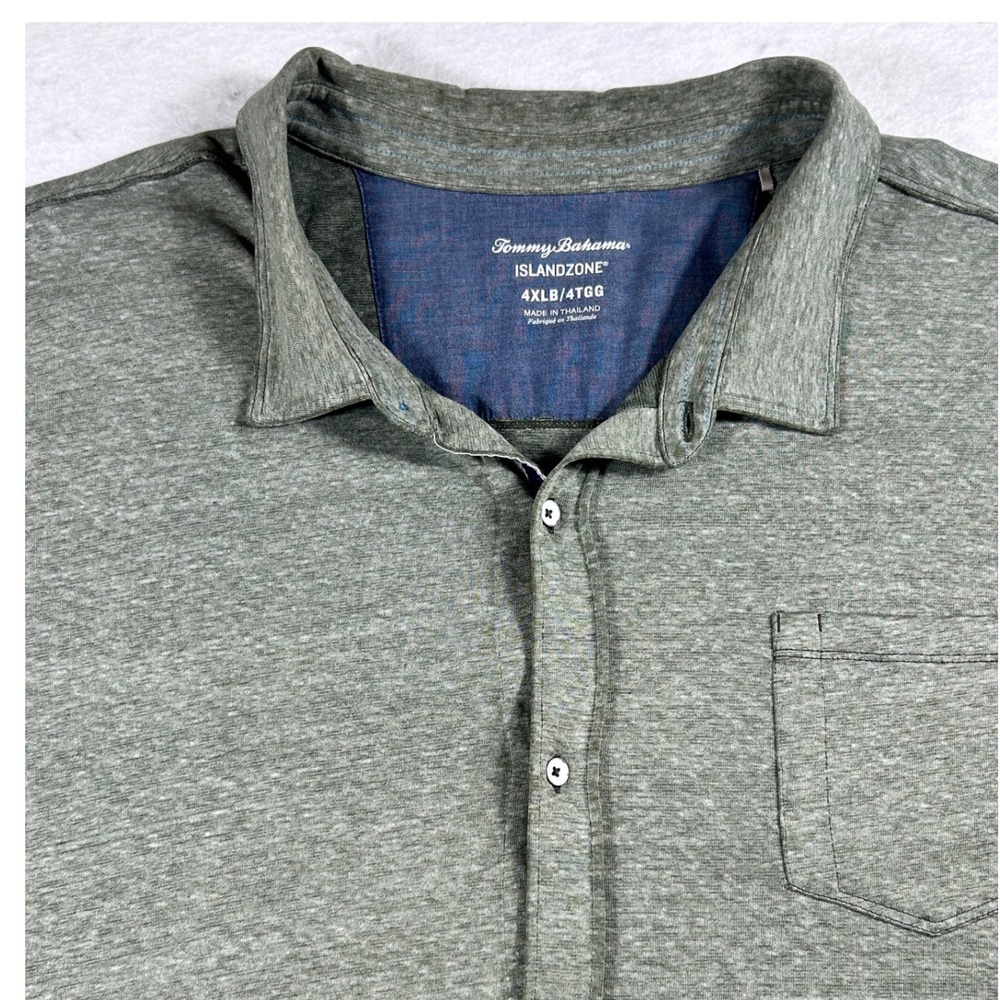 Tommy Bahama IslandZone Mens 4XLB Gray Short Sleeve Button Down Knit Shirt